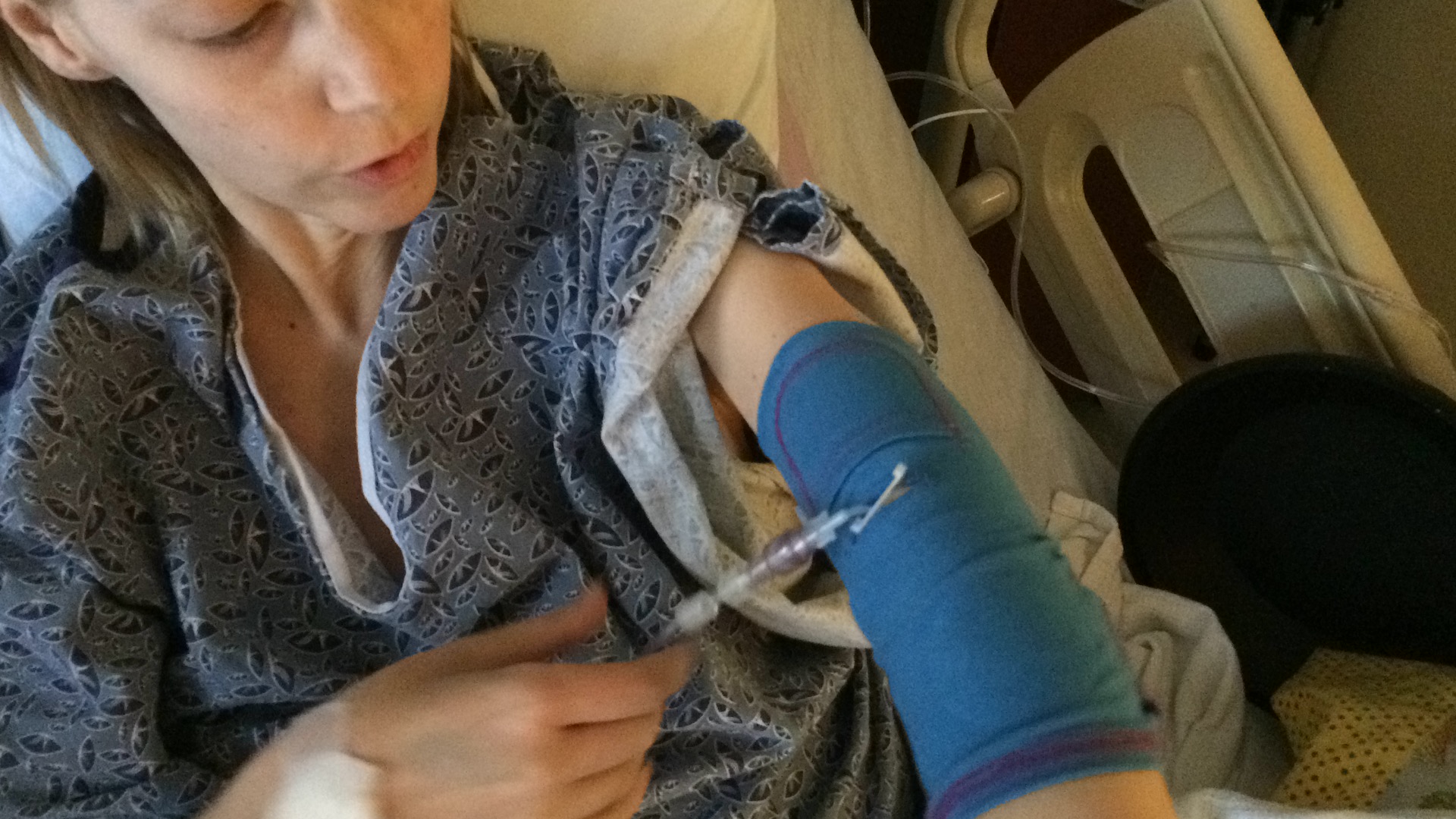 Kezia using her own CareAline PICC sleeve in 2016